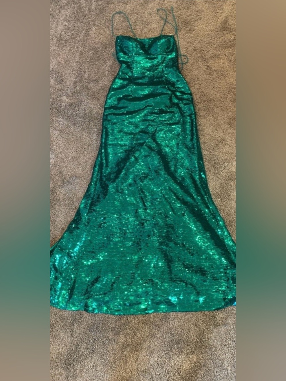 Sherri Hill Emerald Green Sequin Prom Dress
